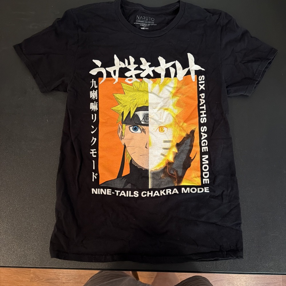 Naruto Shippuden Mens T Shirt Medium Black Six Paths Sage Mode Nine-Tails Chakra